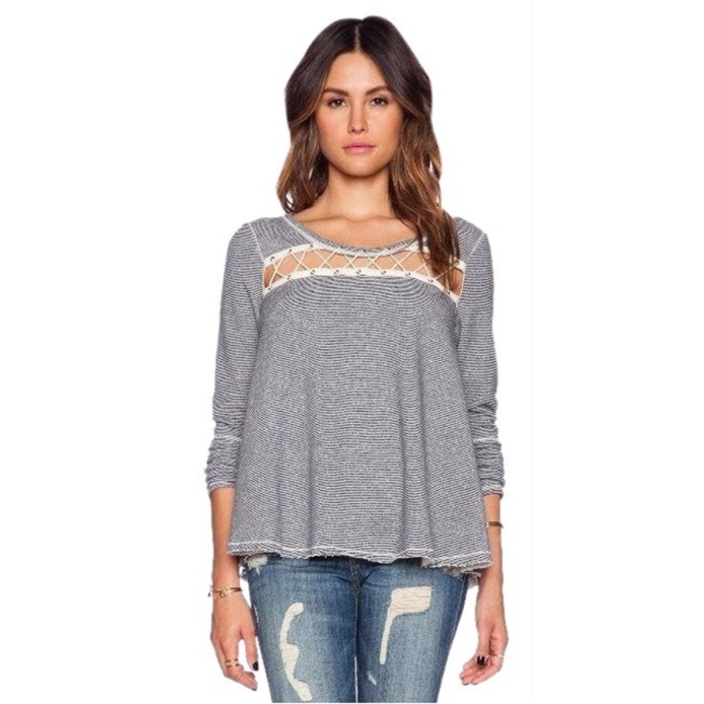 Free People | Lacey Love Pullover Sweater Size XS Indigo‎ Combo